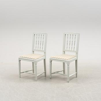 A pair of late gustavian chairs from around year 1800.