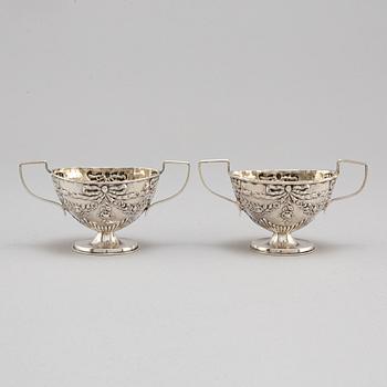Charles Westwood & Sons, a pair of, silver salt cellars, Birmingham 1899.
