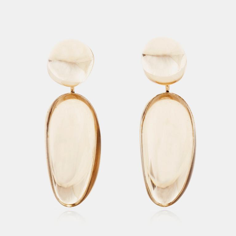 A pair of H.Stern earings, cabochon-cut rock crystals, 18K gold.