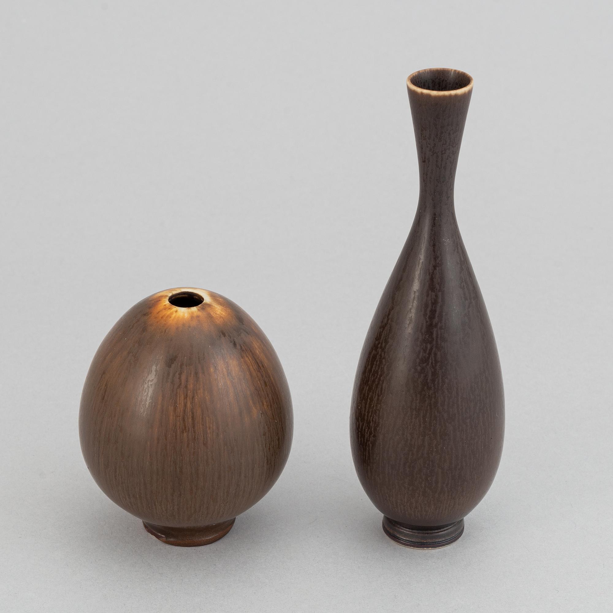 Berndt Friberg, two stoneware vases, Gustavsberg studio, Sweden.