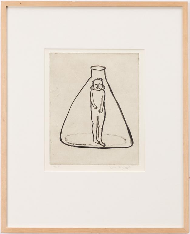 Lena Cronqvist, “Girl with body suit in a glass flask”.