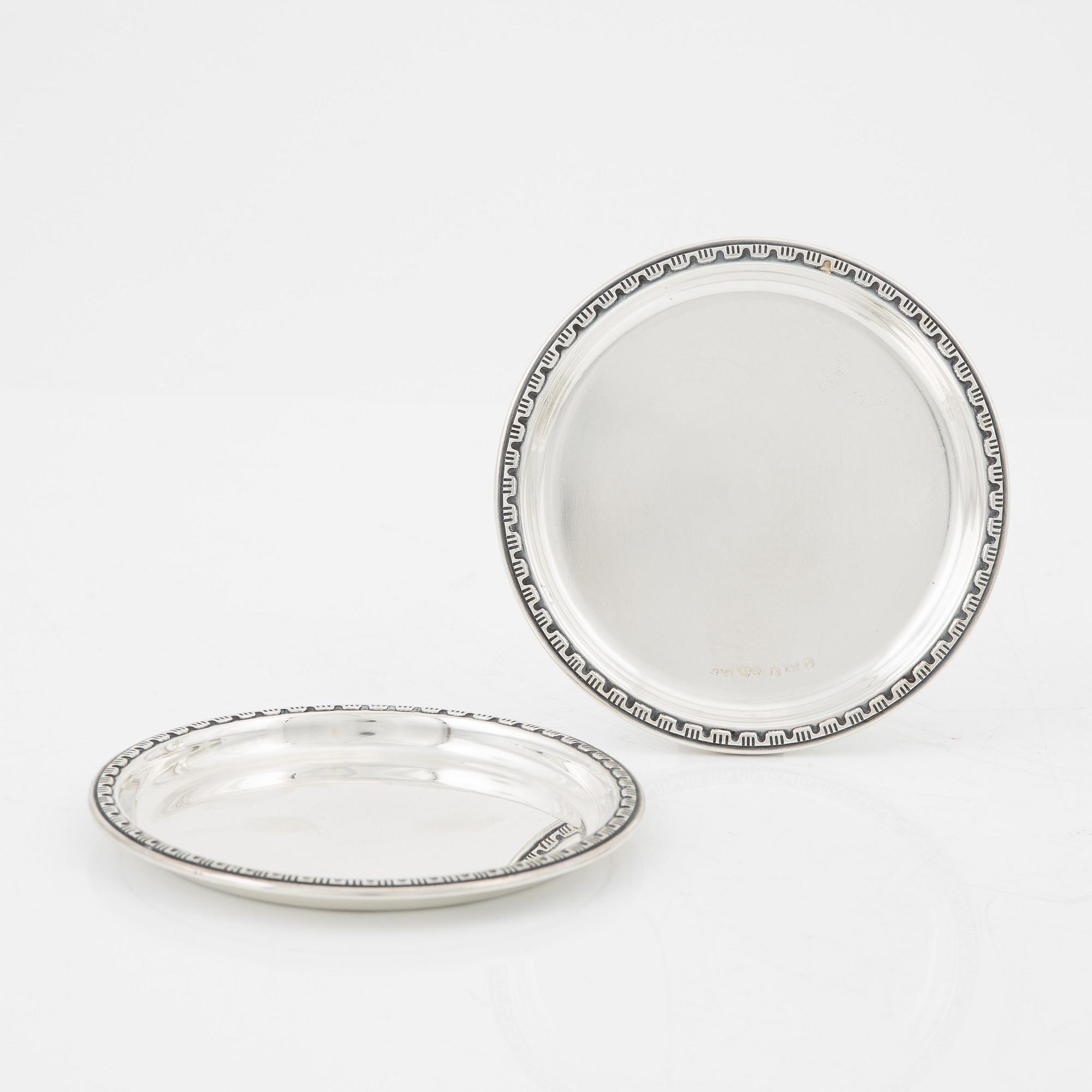 Coasters, 12 st, silver, GAB, Stockholm 1951.