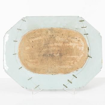 A group of three Chinese blue and white porcelain serving dishes and five dessert plates, Qing dynasty, Qianlong(1736-95.