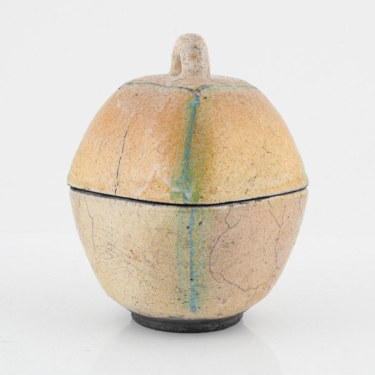 Ulf Johansson, lidded box, raku, Sweden, circa 2000.