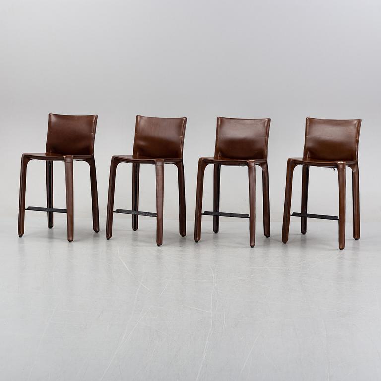 Mario Bellini, a set of four '410 CAB' bar stools for Cassina, Italy.