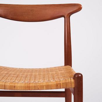 Hans J. Wegner, a set of eight teak chairs, model "W2", C.M. Madsen, Denmark 1950s.