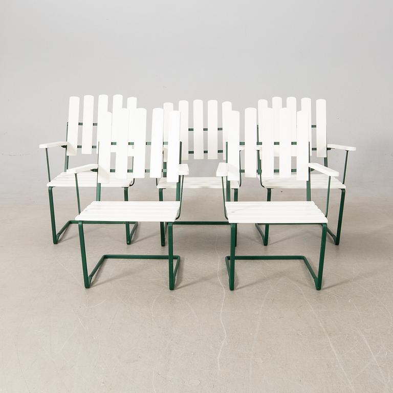 Arthur Lindqvist, garden group 6 parts, model 9A and model 2A, Grythyttan 20th century.