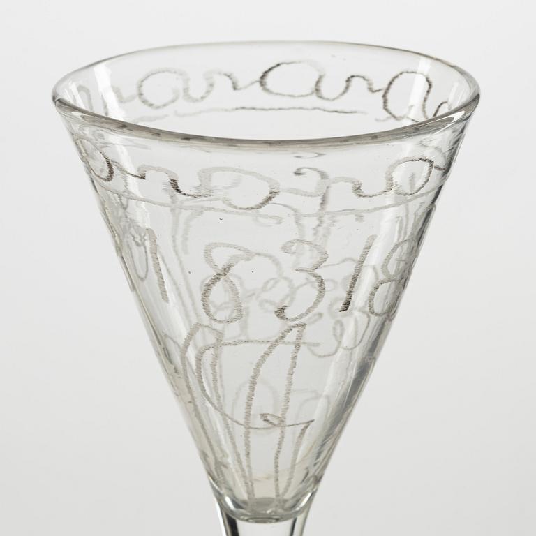 Spetsglas, tre stycken, 17/1800-tal.