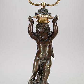 BORDSLAMPA. Brons, Frankrike 1800-tal.