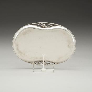 A Georg Jensen sterling 'Blossom' tray, Copenhagen 1945-77.