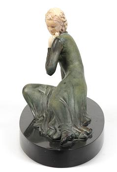 OKÄND KONSTNÄR, skulptur, art deco, 1900-talets första kvartal, sign på sockel "MENNEVILLE".