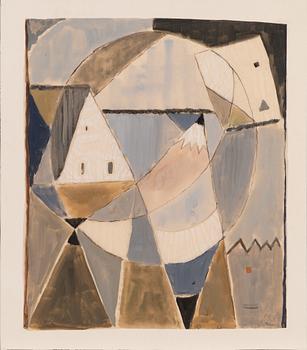 Margareta Ahlstedt-Willandt,  an original draft for a tapestry, mixed media, signed.