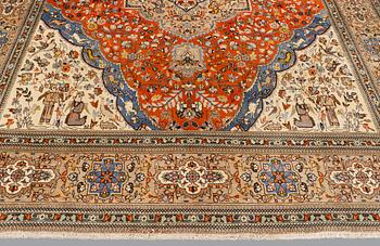 A carpet, Figural Tabriz so called Tabatabai, ca 390 x 268 cm.