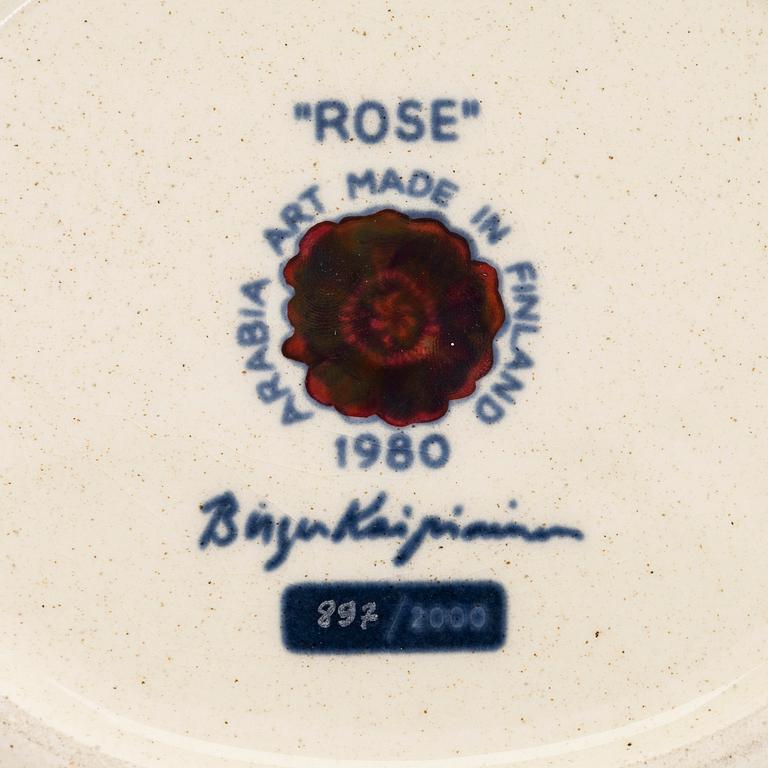Birger Kaipiainen, a decorative ceramic 'Rose' plate, marked Arabia 1980 Made in Finland, and numbered 897/2000.