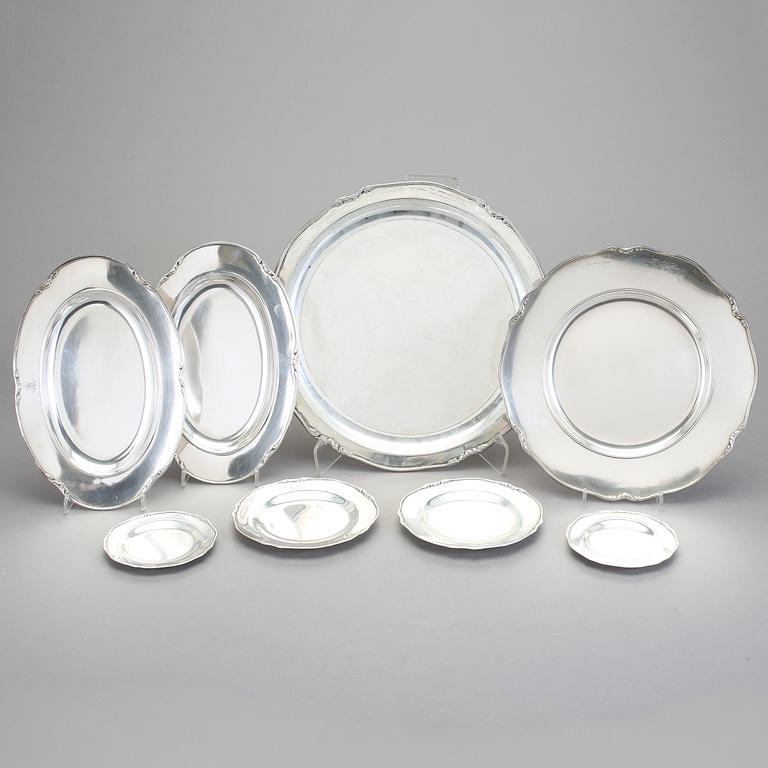 FAT, 8 st, silver och nysilver, W.A. Bolin, Stockholm, 1934-1937. Vikt silver ca 947 gram.