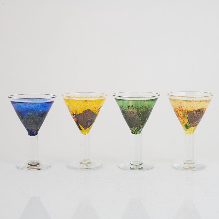 Bertil Vallien, coctailglas 10 st, "Satellite", Kosta Boda.