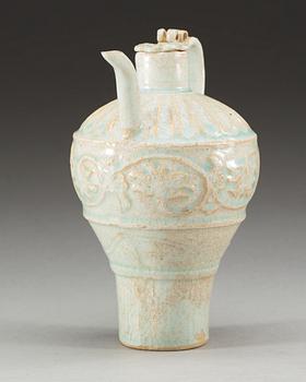 A pale green glazed ewer with cover, Song dynasty (960-1279).
