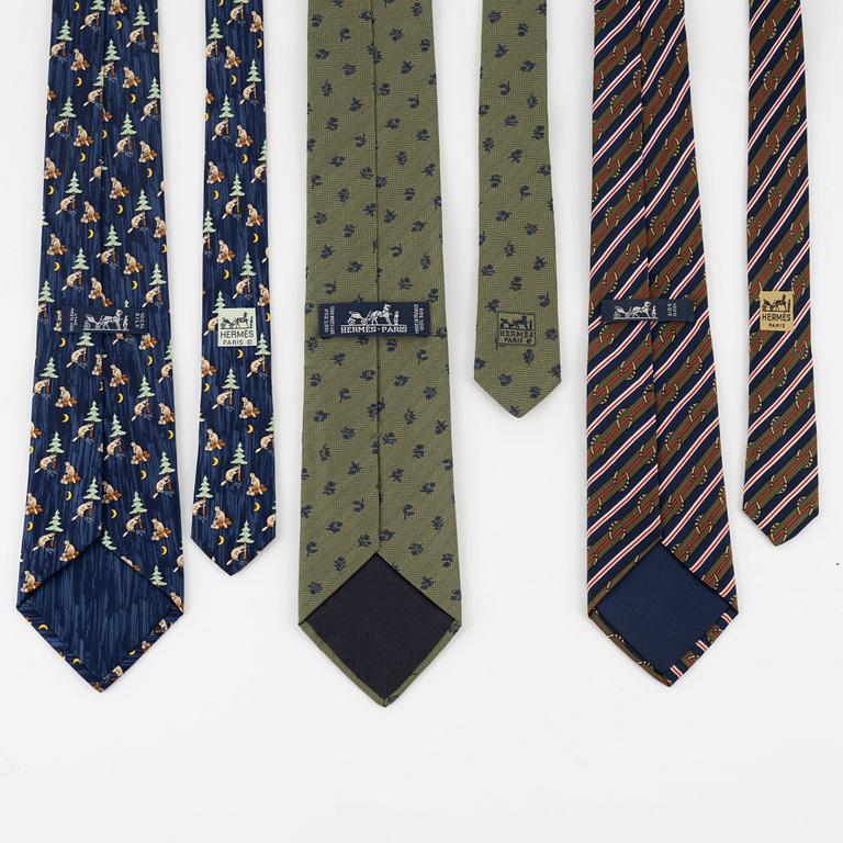 Hermès, three silk ties.