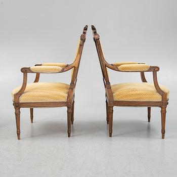 Four Louis XVI style armchairs first part of the 20th Century.
