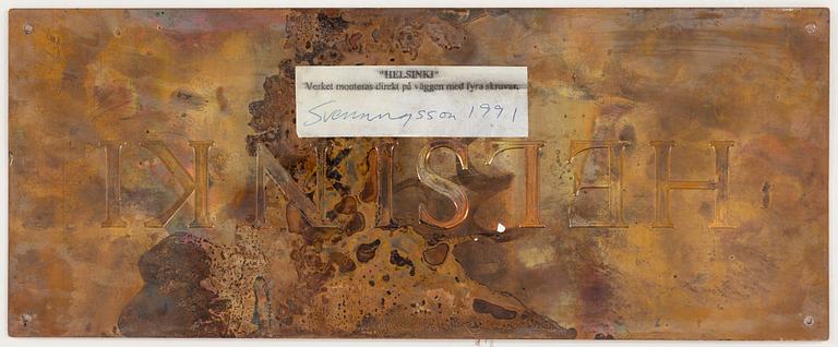 JAN SVENUNGSSON, object, copper, signed and dated 1991 on verso.