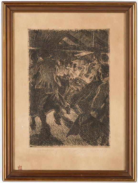 ANDERS ZORN, etsning, signerad i blyerts samt daterad 1917, samt påskrift "CM Holmquist från vän Zorn, 18 feb 19117".