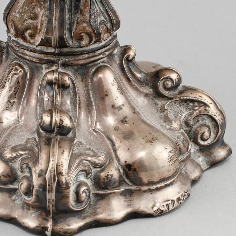 UPPSATSSKÅL, glas samt silver, omkring 1900.