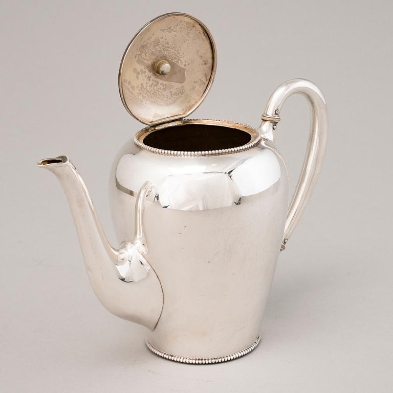 A sterling silver beaded teapot by Wilhelm Binder, Schwäbisch Gmünd, Germany.