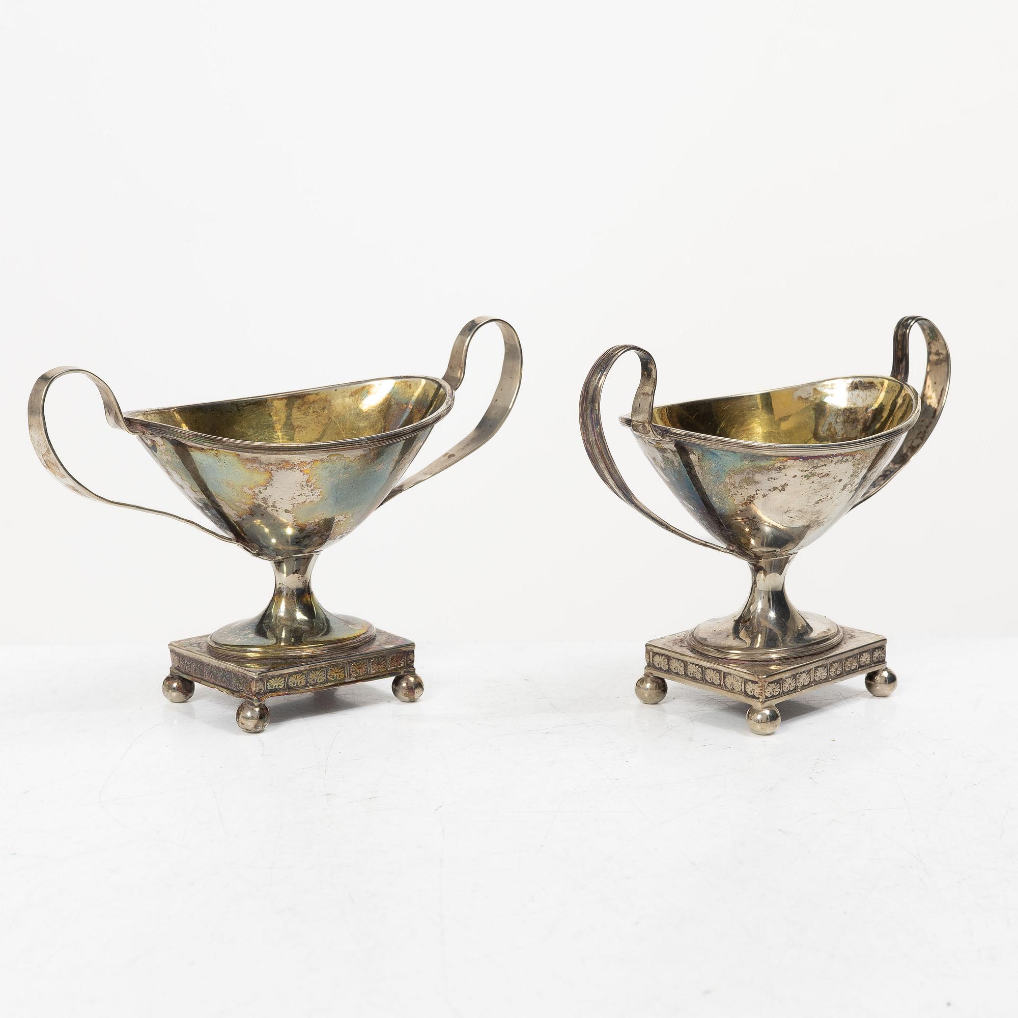 A pair of Swedish Empire silver salt cellars, mark of Nils Tornberg, Linköping 1814.
