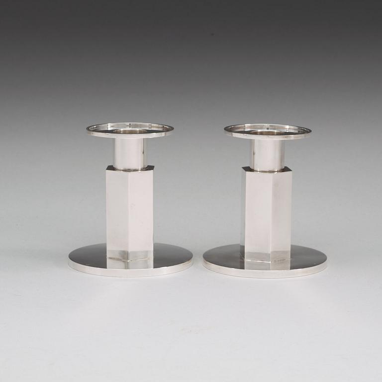 WIWEN NILSSON, ljusstakar, ett par, Lund 1962, sterling.