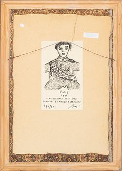 Enrico Baj, mixed media signed and numbered 290/300.