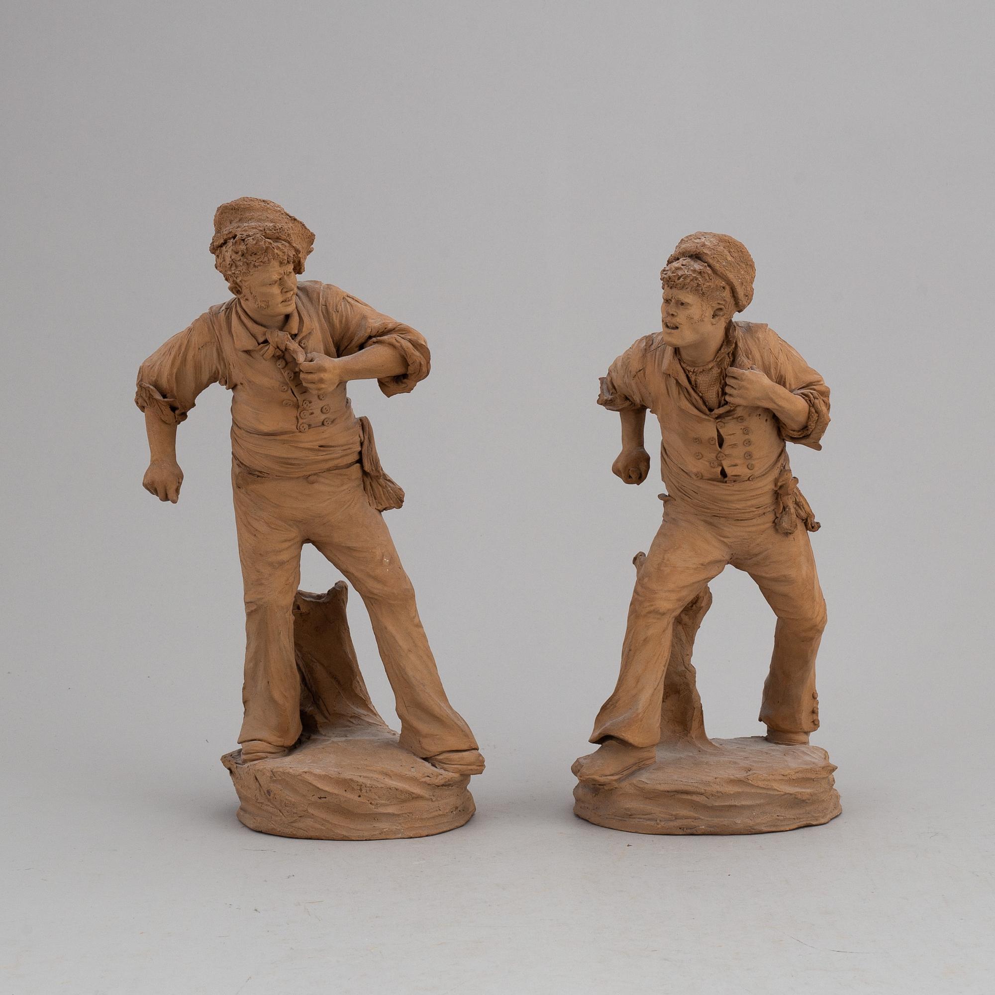 GIUSEPPE VACCARO CALTAGIRONE, skulpturer, 2 st, terracotta, signerade.