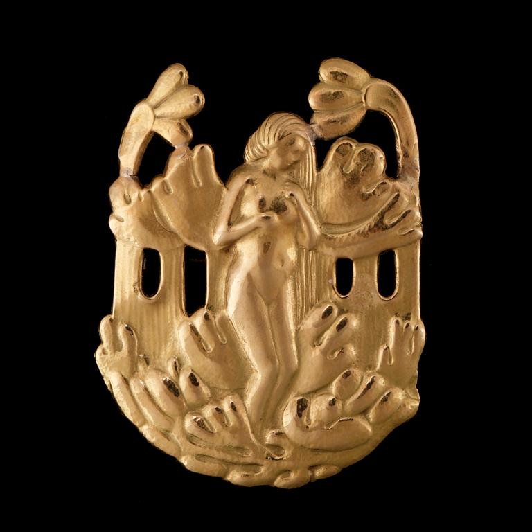 BROSCH, guld, formgiven av Ernst Norlind.