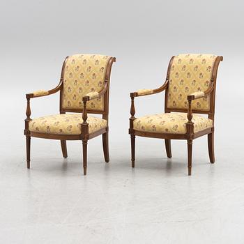 A pair of Directoire-style armchairs, 20th century.