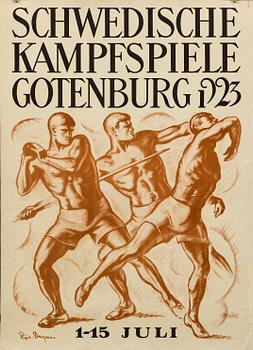 AFFISCH, "Schwedische kampfspiele Gotenburg 1923".