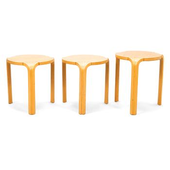 ALVAR AALTO, A set of three 'X600' stools for Artek, late 1990s.
