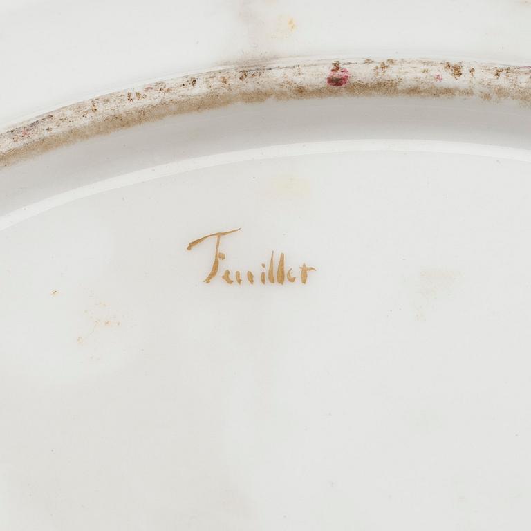 TALLRIKAR, 2 st, porslin, empire, Feuillet a Paris, Frankrike ca 1820-1840.