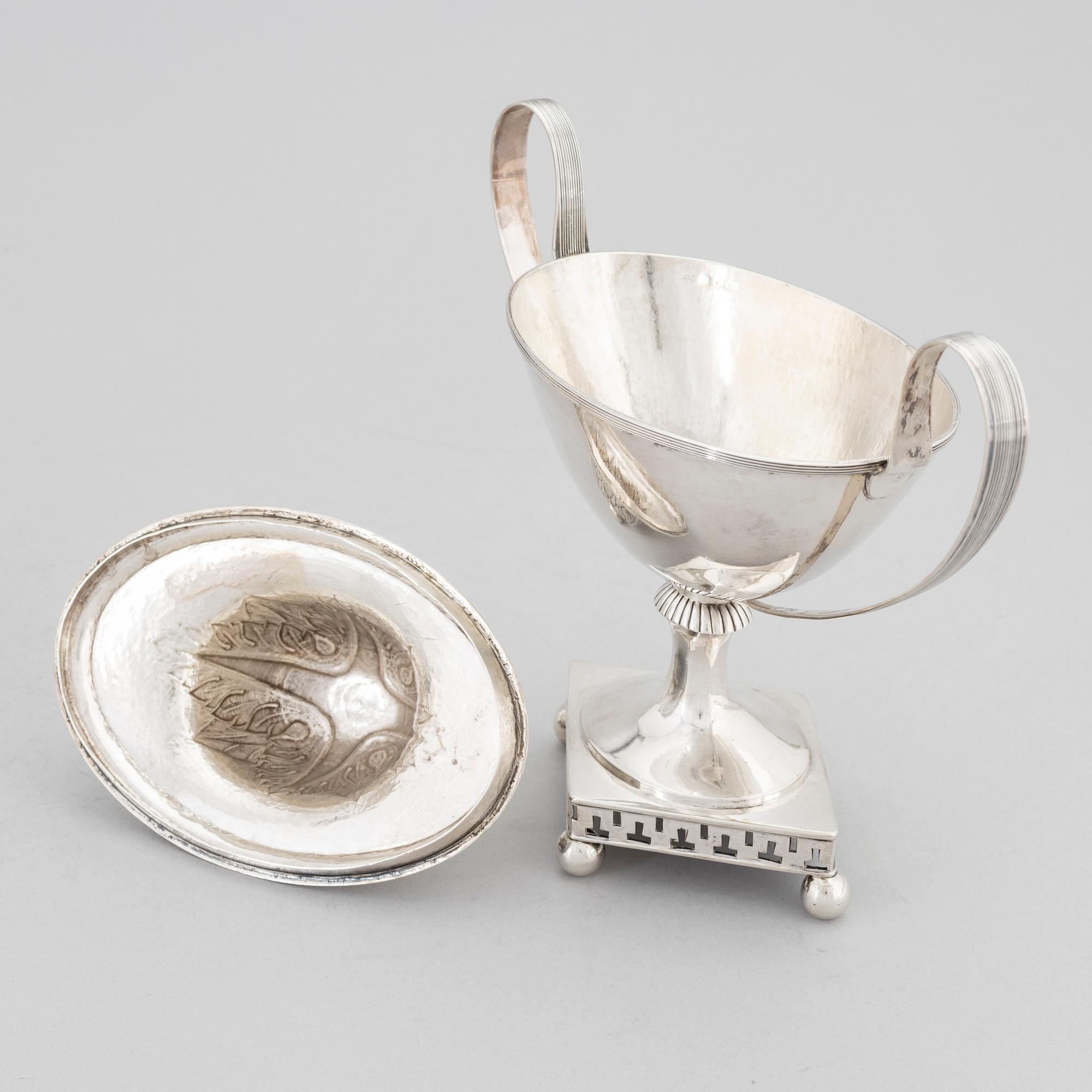 Two Swedish Silver Empire Sugar Bowls, mark of Nils Limnelius,  Stockholm 1811.