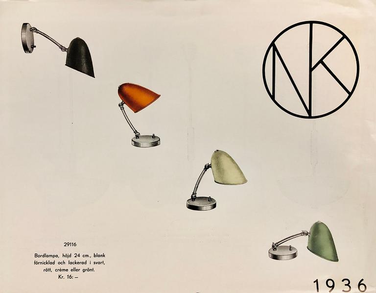 Erik Tidstrand, a pair of table lamps, model "29116", Nordiska Kompaniet, 1930s.