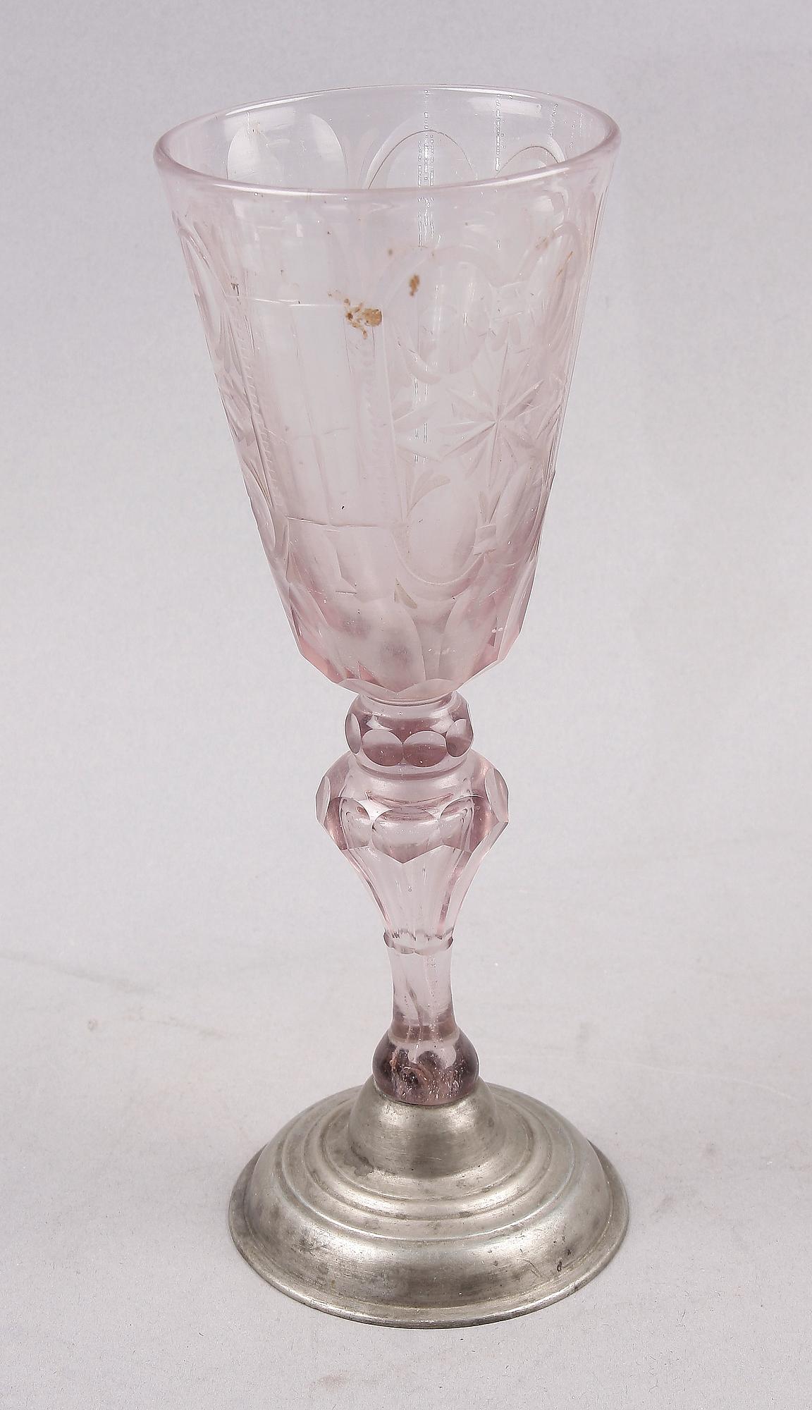 POKALGLAS, glas och tenn, 1700-tal.