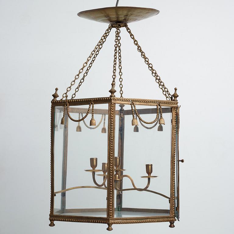 A Gustavian late 18th century four-light hanging lantern.