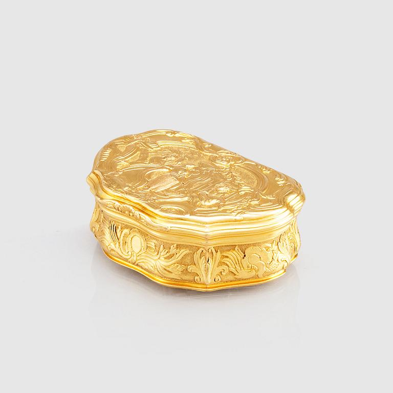 A Swedish Rococo 21 carat gold box, mark of Frantz Bergs (active 1725-1777).