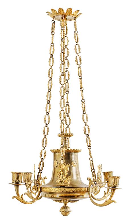 An Empire four-light hanging-lamp.