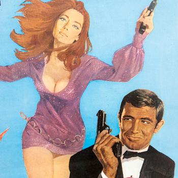 Movie posters, 2 pcs James Bond "On Her Majesty's Secret Service" 1970 and later.