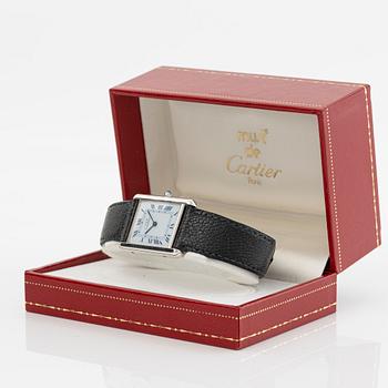 Cartier, must de Cartier, Tank, wristwatch, 23.5 x 23 (30.5) mm.