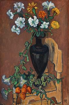 419. Hilding Linnqvist, Flowers in a black vase.