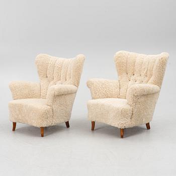 Fåtöljer, ett par, Swedish modern, 1940-tal.
