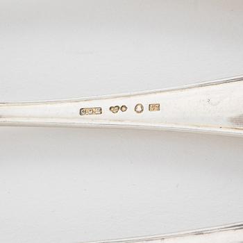 Efterrättsgafflar, 12 st, silver, "Svensk spetsig", CG Hallberg, Stockholm, 1922.