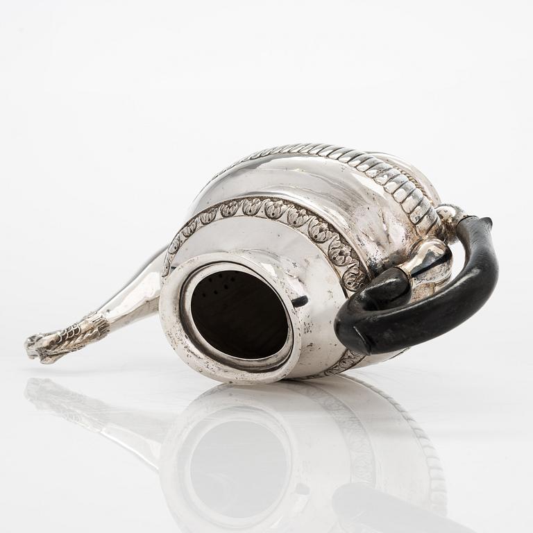 A Late-Empire silver teapot, maker's mark of Carl Petter Norlin, Malmö 1830.
