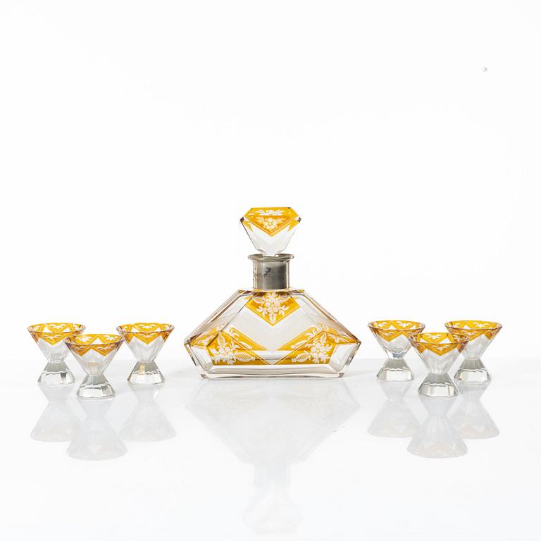 A seven-piece Bohemian glass service, 1930s.