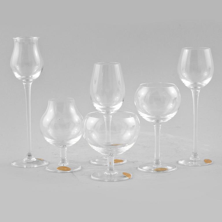 GLAS, 6 st, Moser Club's Physiognomical Miniature Snifters, Moser, Tjeckoslovakien, 1950/60-tal.